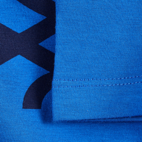 Βαμβακερό μπλουζάκι με το λογότυπο και το εμπορικό σήμα, μπλε Benetton 224563 3