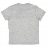 Βαμβακερή μπλούζα με κοντά μανίκια και επιγραφή, γκρι Benetton 224576 4