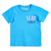 Βαμβακερό μπλουζάκι με επιγραφή για μωρό, με μπλε χρώμα Benetton 224613 