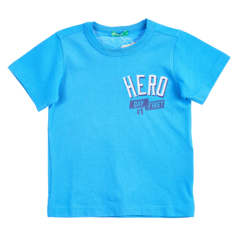 Βαμβακερό μπλουζάκι με επιγραφή για μωρό, με μπλε χρώμα  224613