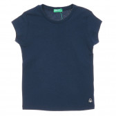 Βαμβακερό μπλουζάκι με το λογότυπο της μάρκας, σκούρο μπλε Benetton 224624 