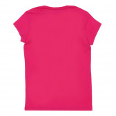 Βαμβακερό μπλουζάκι με επιγραφή μπρόκ και καρδιά, σκούρο ροζ Benetton 224659 4