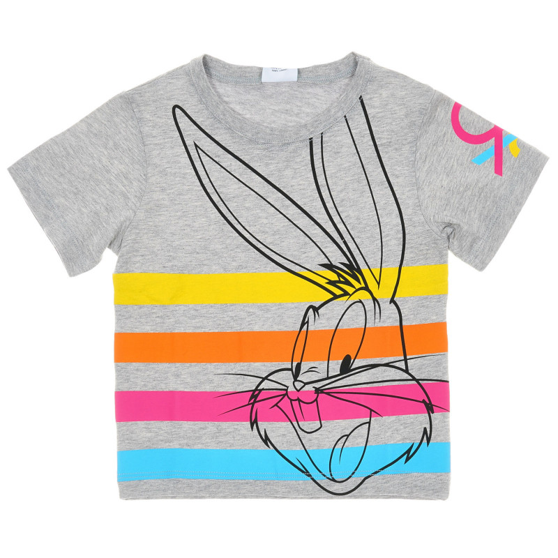 Βαμβακερό μπλουζάκι με χρωματιστό άκρο για ένα μωρό, γκρι  224664