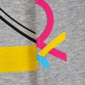Βαμβακερό μπλουζάκι με χρωματιστό άκρο για ένα μωρό, γκρι Benetton 224666 3