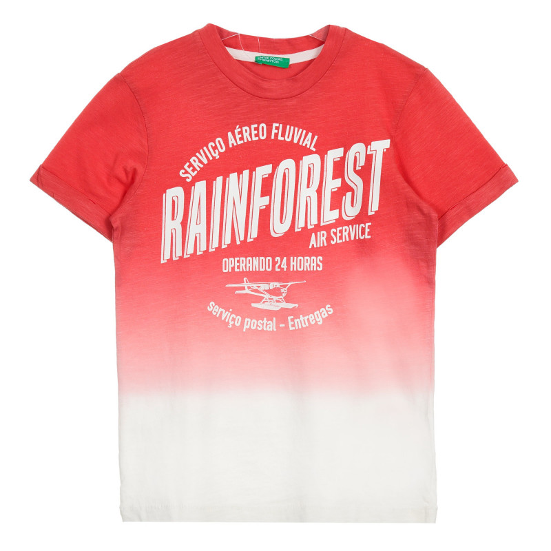 Βαμβακερό μπλουζάκι με επιγραφή σε κόκκινο και λευκό  224680