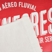 Βαμβακερό μπλουζάκι με επιγραφή σε κόκκινο και λευκό Benetton 224682 3