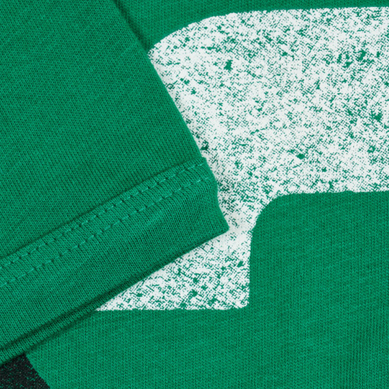 Βαμβακερή μπλούζα με κοντά μανίκια και τύπωμα, πράσινο Benetton 224686 3