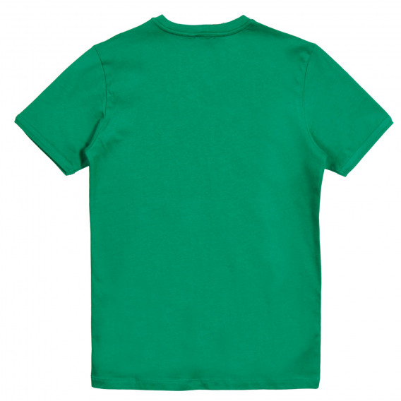Βαμβακερή μπλούζα με κοντά μανίκια και τύπωμα, πράσινο Benetton 224687 4