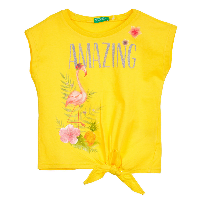Βαμβακερή μπλούζα για ένα μωρό με κορδέλα, κίτρινη  224688