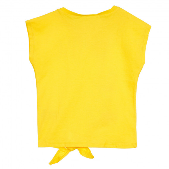 Βαμβακερή μπλούζα για ένα μωρό με κορδέλα, κίτρινη Benetton 224691 4