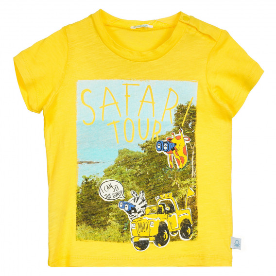 Βαμβακερή μπλούζα με τύπωμα για ένα μωρό, σε κίτρινο χρώμα Benetton 224696 