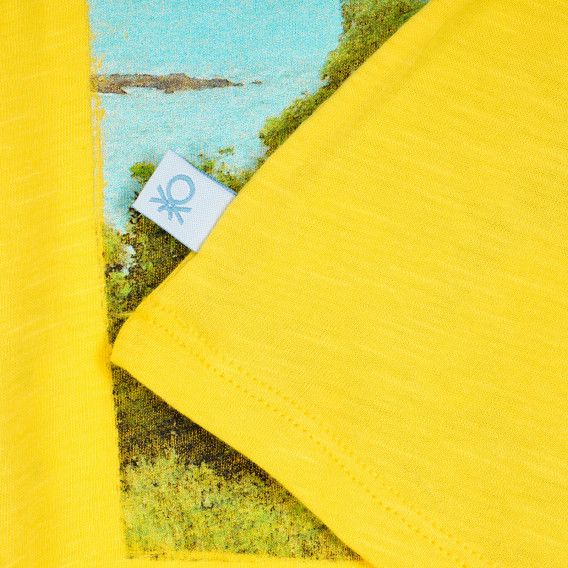 Βαμβακερή μπλούζα με τύπωμα για ένα μωρό, σε κίτρινο χρώμα Benetton 224698 3