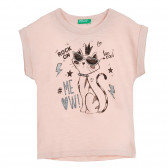 Βαμβακερή μπλούζα για μωρό με τύπωμα, ροζ Benetton 224708 