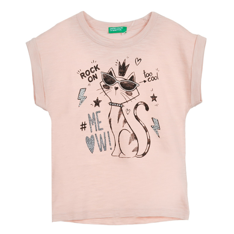 Βαμβακερή μπλούζα για μωρό με τύπωμα, ροζ  224708