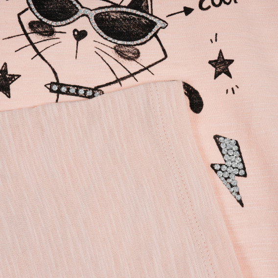 Βαμβακερή μπλούζα για μωρό με τύπωμα, ροζ Benetton 224710 3