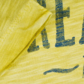 Βαμβακερό μπλουζάκι με επιγραφή, κίτρινο Benetton 224715 4