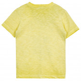 Βαμβακερή μπλούζα με κοντά μανίκια και επιγραφή, κίτρινο Benetton 224719 4