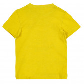 Βαμβακερή μπλούζα με κοντά μανίκια και επιγραφή, με κίτρινο χρώμα Benetton 224722 3