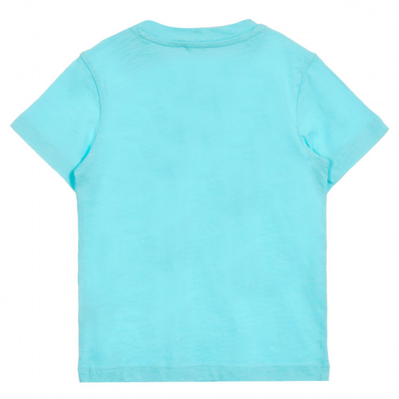 Βαμβακερό μπλουζάκι με απλικέ και επιγραφή, γαλάζιο Benetton 224726 4