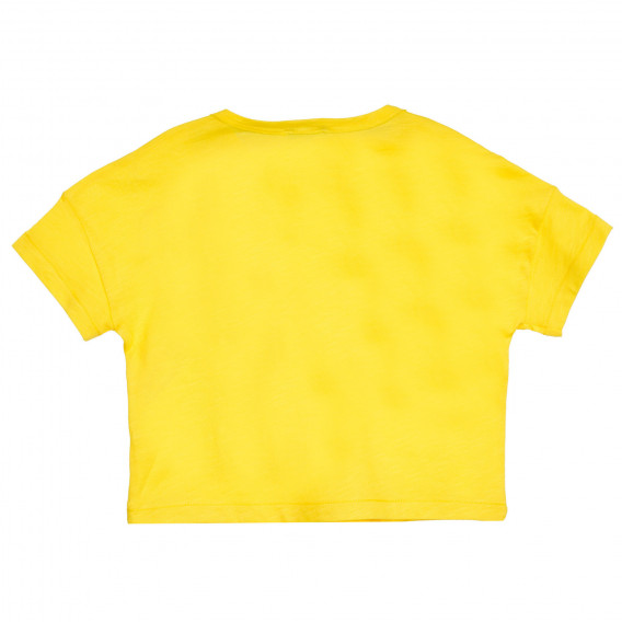 Βαμβακερό μπλουζάκι με καρδιά και επώνυμη επιγραφή για μωρό, κίτρινο Benetton 224738 4