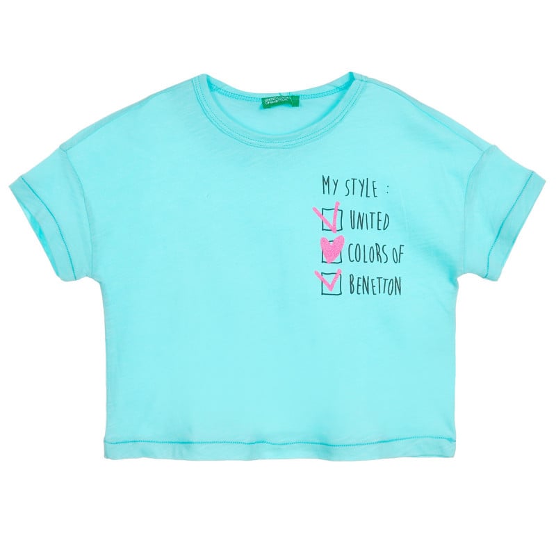 Βαμβακερό μπλουζάκι με επιγραφή για μωρό, ανοιχτό μπλε  224739