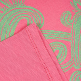 Βαμβακερό μπλουζάκι με πράσινη επιγραφή, ροζ Benetton 224753 3