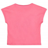 Βαμβακερό μπλουζάκι με πράσινη επιγραφή, ροζ Benetton 224754 4