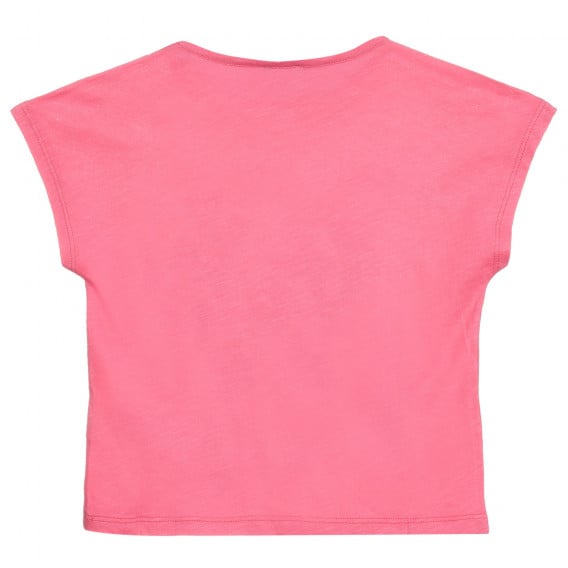 Βαμβακερό μπλουζάκι με πράσινη επιγραφή, ροζ Benetton 224754 4