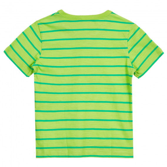 Βαμβακερό μπλουζάκι με επιγραφή και ρίγες, πράσινο Benetton 224758 4