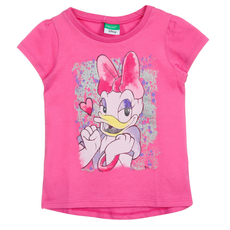 Βαμβακερό μπλουζάκι με τύπωμα, σε ροζ χρώμα  224787