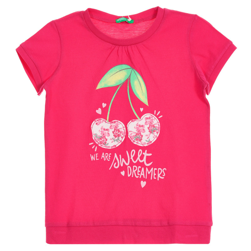 Βαμβακερό μπλουζάκι με τύπωμα, ροζ  224803