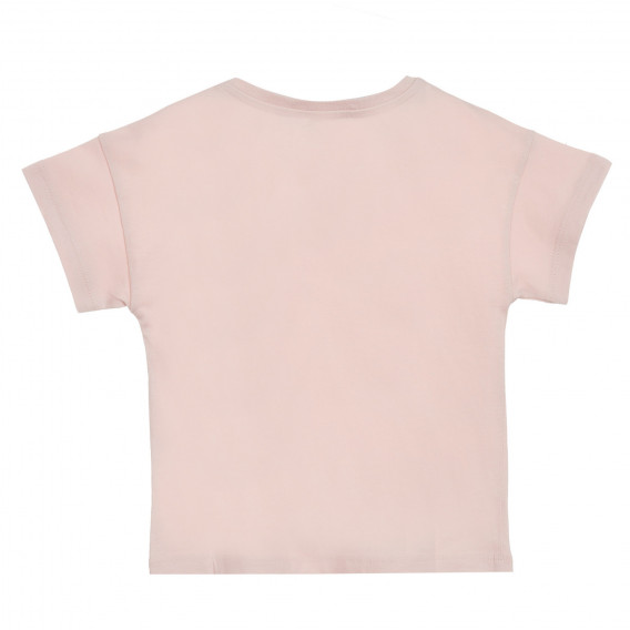 Βαμβακερό μπλουζάκι με τύπωμα γάτας, ροζ Benetton 224810 4