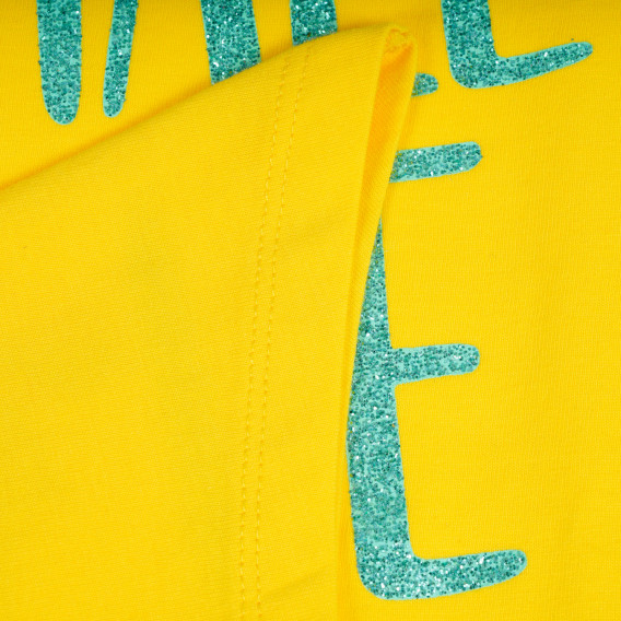 Βαμβακερή μπλούζα με φλαμίνγκο για ένα μωρό, κίτρινο Benetton 224813 3