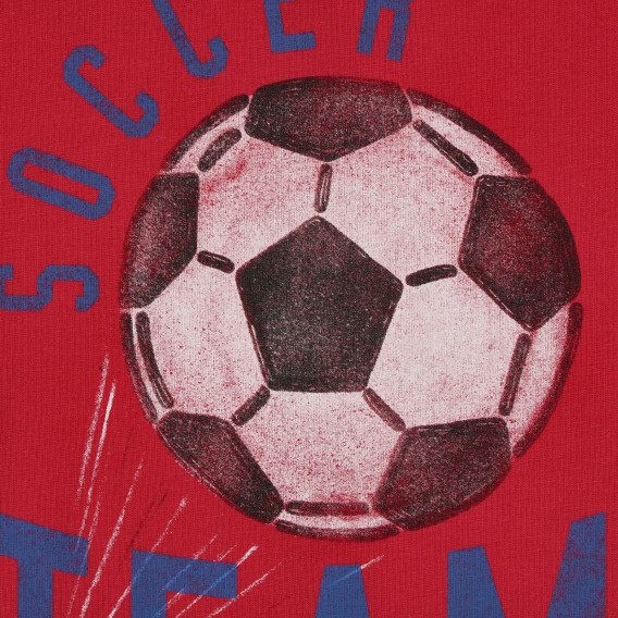 Βαμβακερό μπλουζάκι με μπάλα ποδοσφαίρου, κόκκινο Benetton 224820 2