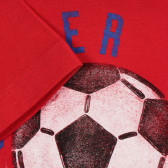 Βαμβακερό μπλουζάκι με μπάλα ποδοσφαίρου, κόκκινο Benetton 224821 3