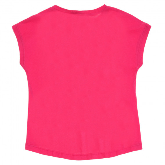 Βαμβακερό μπλουζάκι με επιγραφή καρδιά και μπροκάρ, ροζ Benetton 224830 4