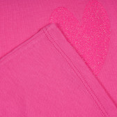 Βαμβακερή μπλούζα με κοντά μανίκια και καρδιά μπροκάρ, ροζ Benetton 224845 3