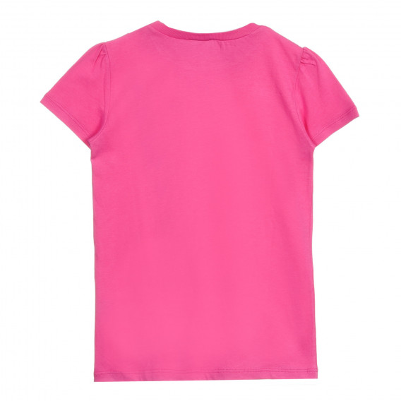 Βαμβακερή μπλούζα με κοντά μανίκια και καρδιά μπροκάρ, ροζ Benetton 224846 4