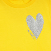 Βαμβακερό μπλουζάκι με καρδιά, κίτρινο Benetton 224852 2