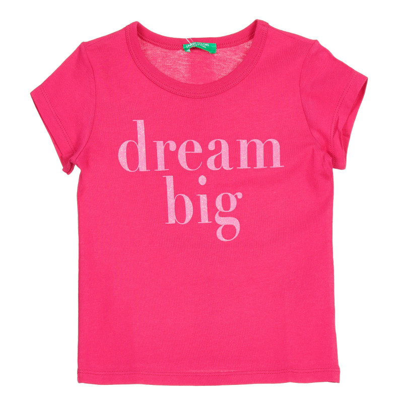Βαμβακερό μπλουζάκι με την επιγραφή Dream big , σκούρο ροζ  224859