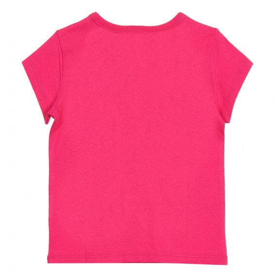 Βαμβακερό μπλουζάκι με την επιγραφή Dream big , σκούρο ροζ Benetton 224862 4