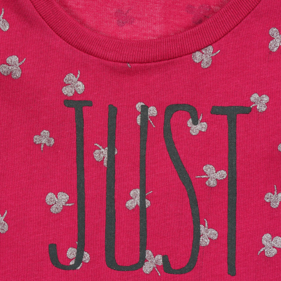 Βαμβακερό μπλουζάκι με floral τύπωμα για μωρό, σκούρο ροζ Benetton 224864 2