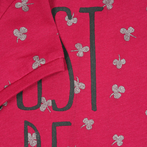 Βαμβακερό μπλουζάκι με floral τύπωμα για μωρό, σκούρο ροζ Benetton 224865 3