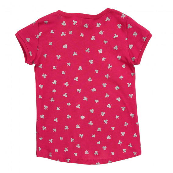Βαμβακερό μπλουζάκι με floral τύπωμα για μωρό, σκούρο ροζ Benetton 224866 4