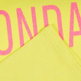 Βαμβακερό μπλουζάκι με επιγραφή brocade, σε κίτρινο Benetton 224869 3