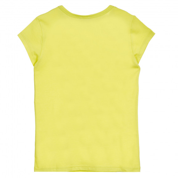 Βαμβακερό μπλουζάκι με επιγραφή brocade, σε κίτρινο Benetton 224870 4
