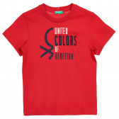 Βαμβακερό μπλουζάκι με το λογότυπο και το εμπορικό σήμα, κόκκινο Benetton 224875 