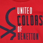 Βαμβακερό μπλουζάκι με το λογότυπο και το εμπορικό σήμα, κόκκινο Benetton 224876 2