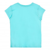 Βαμβακερό μπλουζάκι με επιγραφή brocade σε γαλάζιο χρώμα Benetton 224894 4