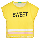 Μπλουζάκι με εκτύπωση στο πίσω μέρος, κίτρινο Benetton 224903 